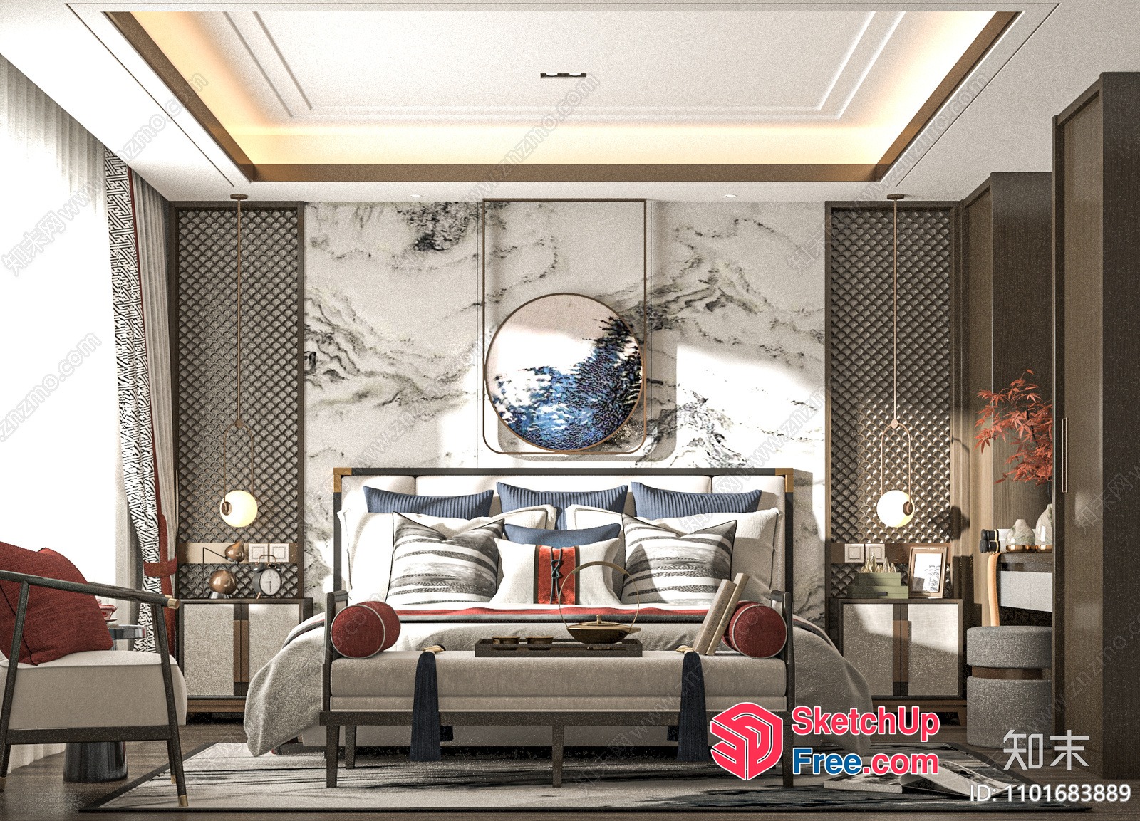 Modern Asian-Inspired Interior Design 3D SketchUp File