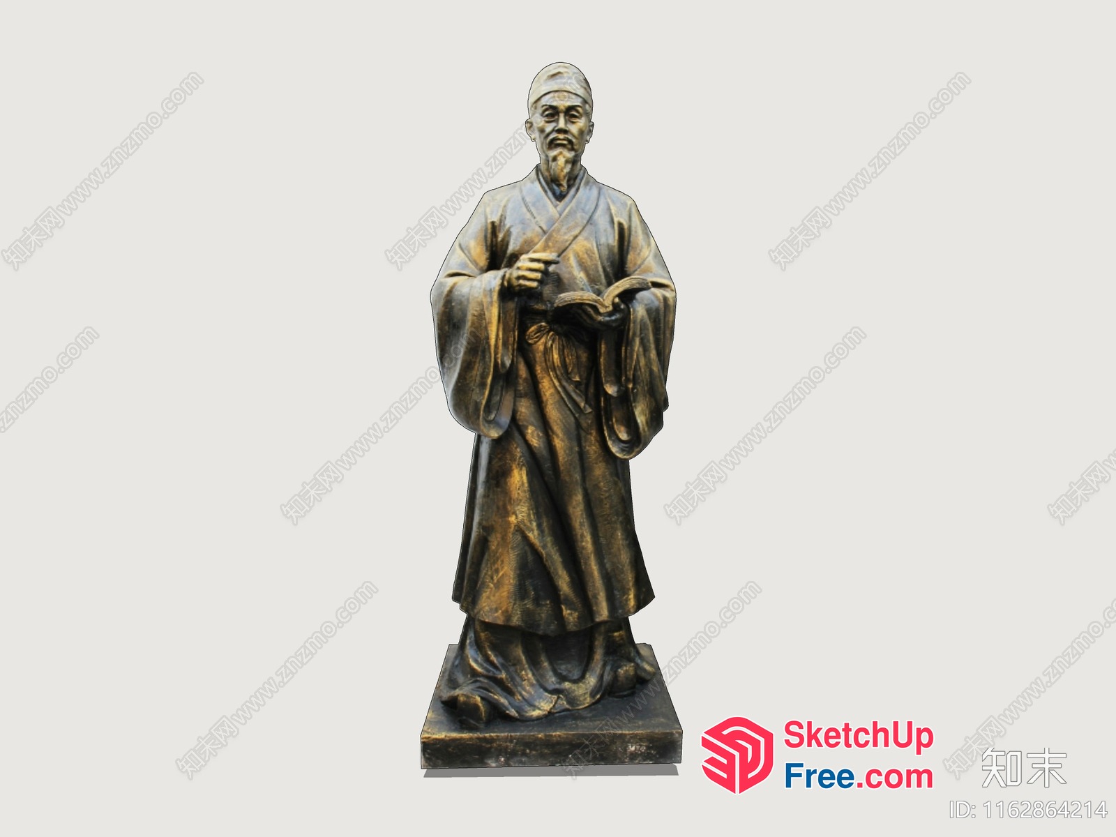 Old Man Statue Holding A Book 3D SketchUp File