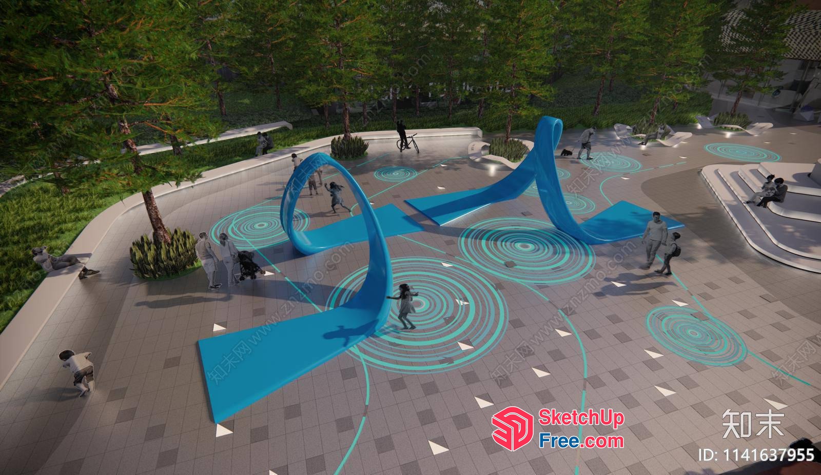 Blue Modern Outdoor Playground 3D SketchUp File