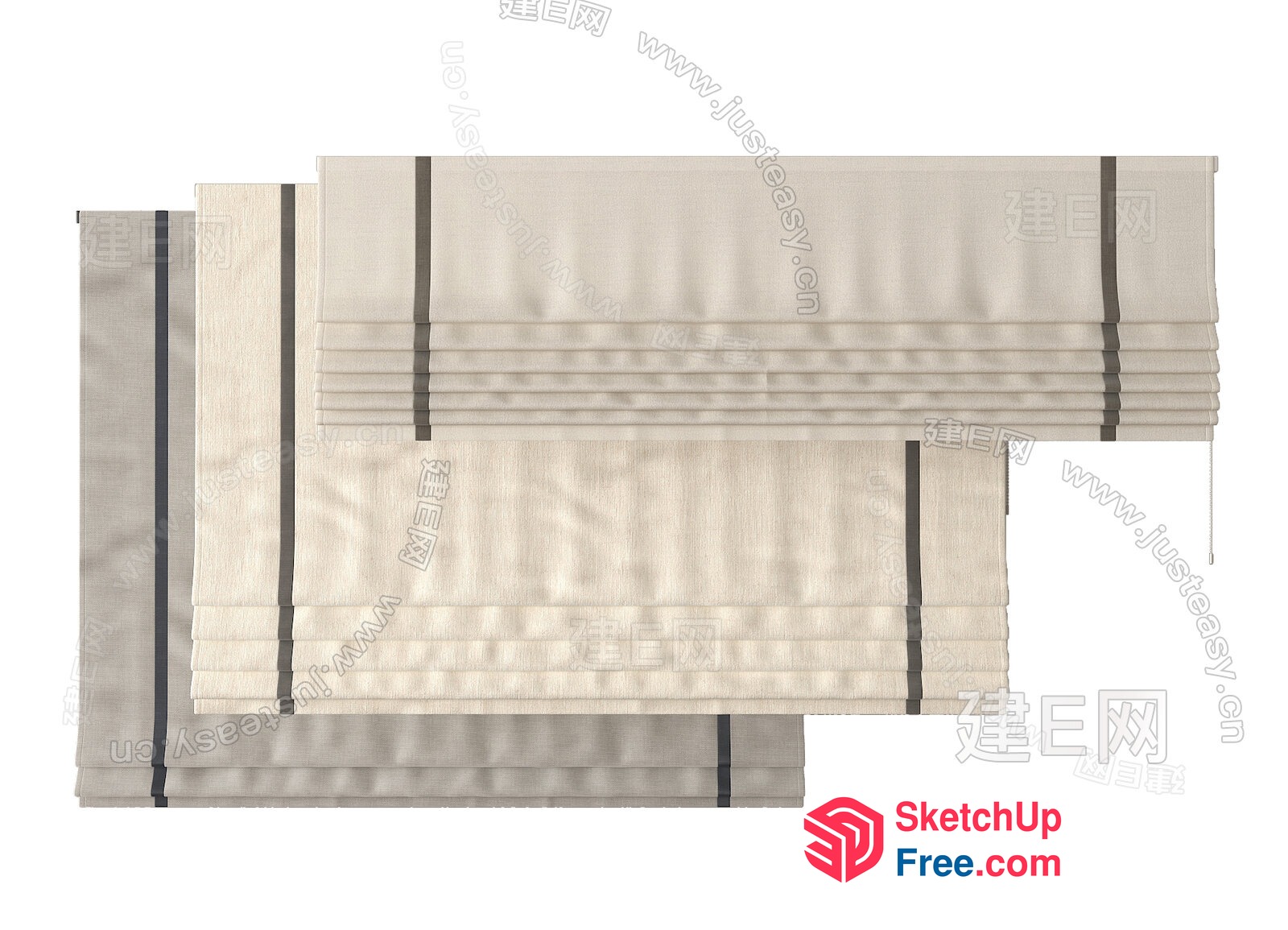 Light Beige And Dark Beige Window Blinds 3D SketchUp File