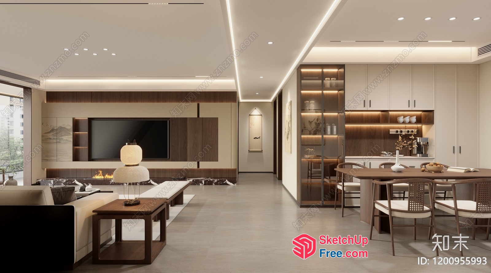 Elegant Modern Minimalist Living Room Interior Design 3D SketchUp File