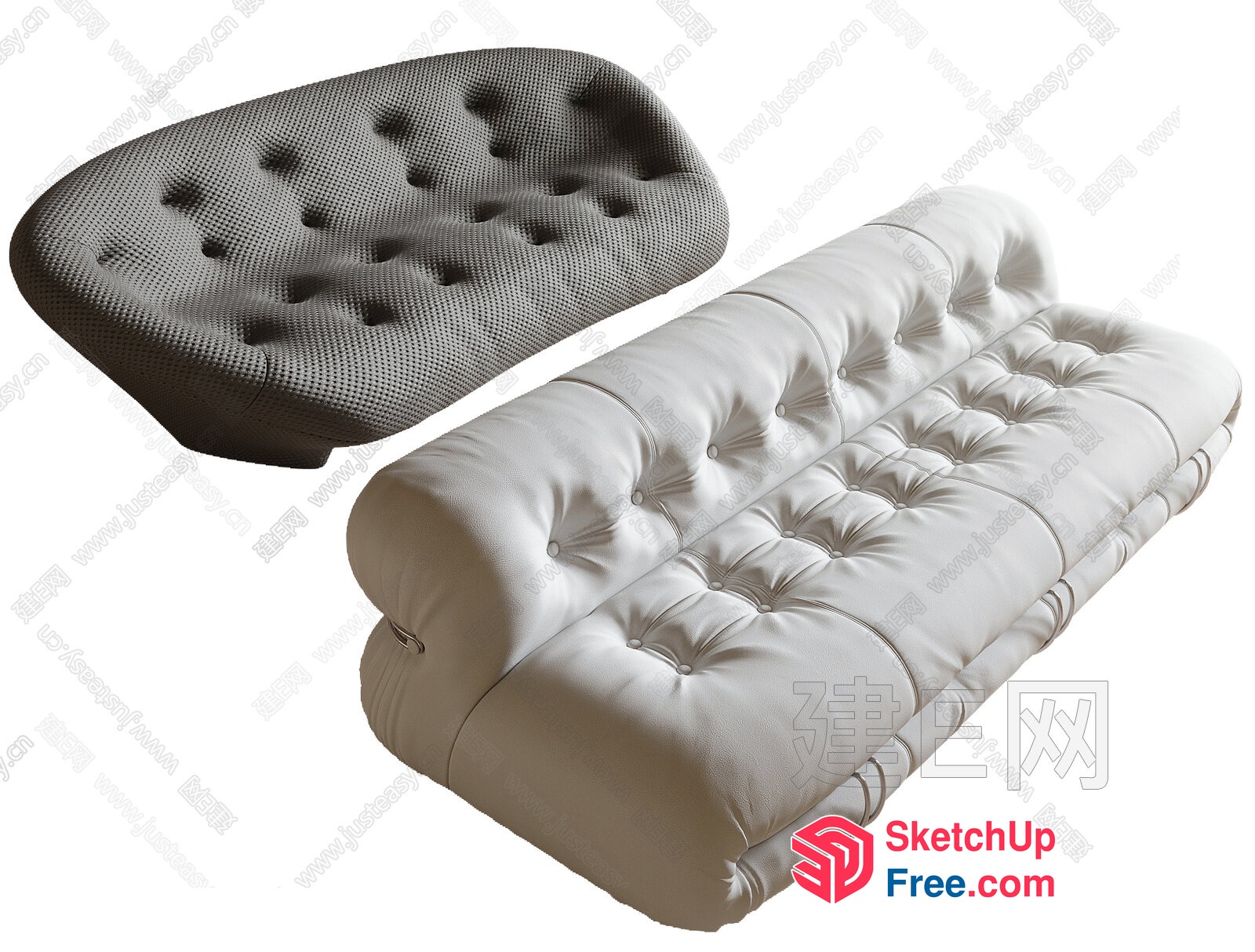 Comfortable Tufted Futon And Matching Cushion 3D SketchUp File