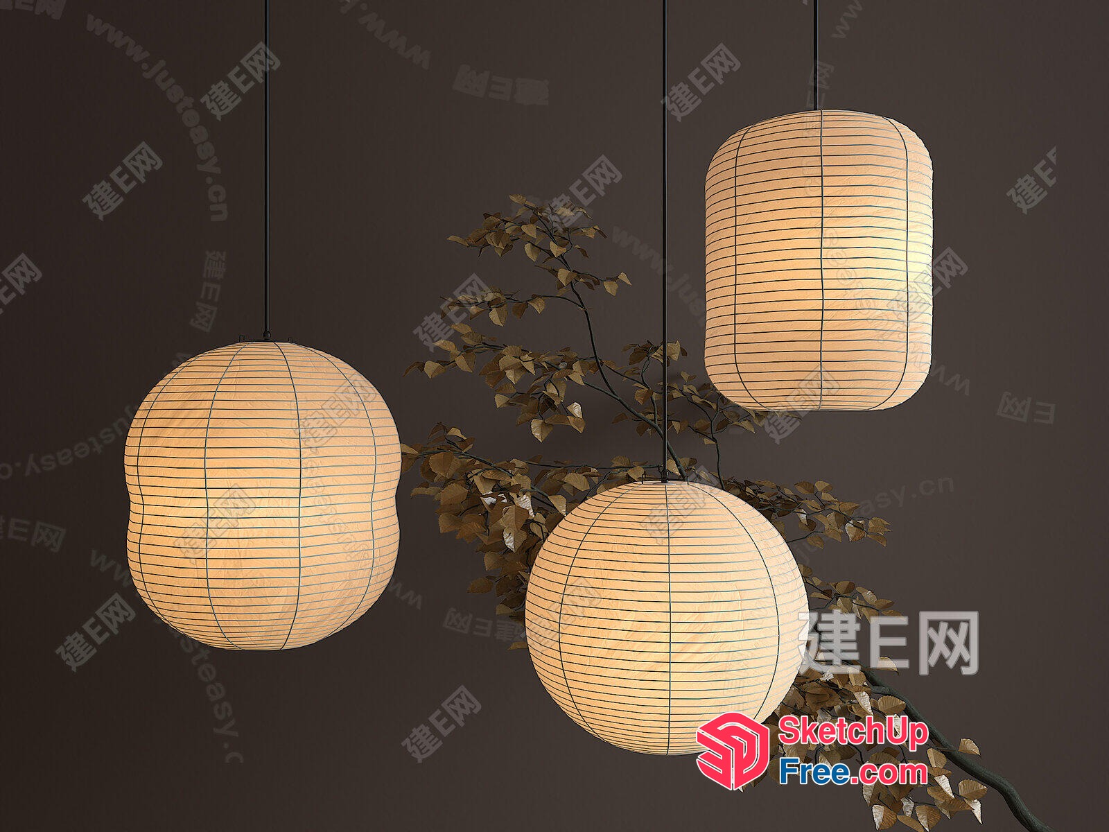 Japanese Style Hanging Lanterns 3D SketchUp File