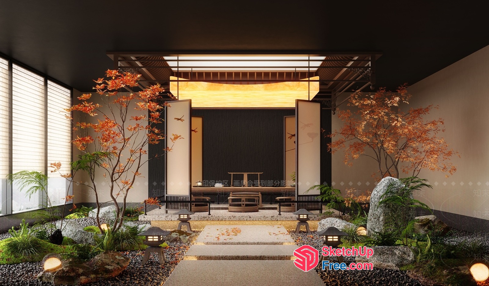 Elegant Japanese-Style Interior Design With Natural Elements 3D SketchUp File
