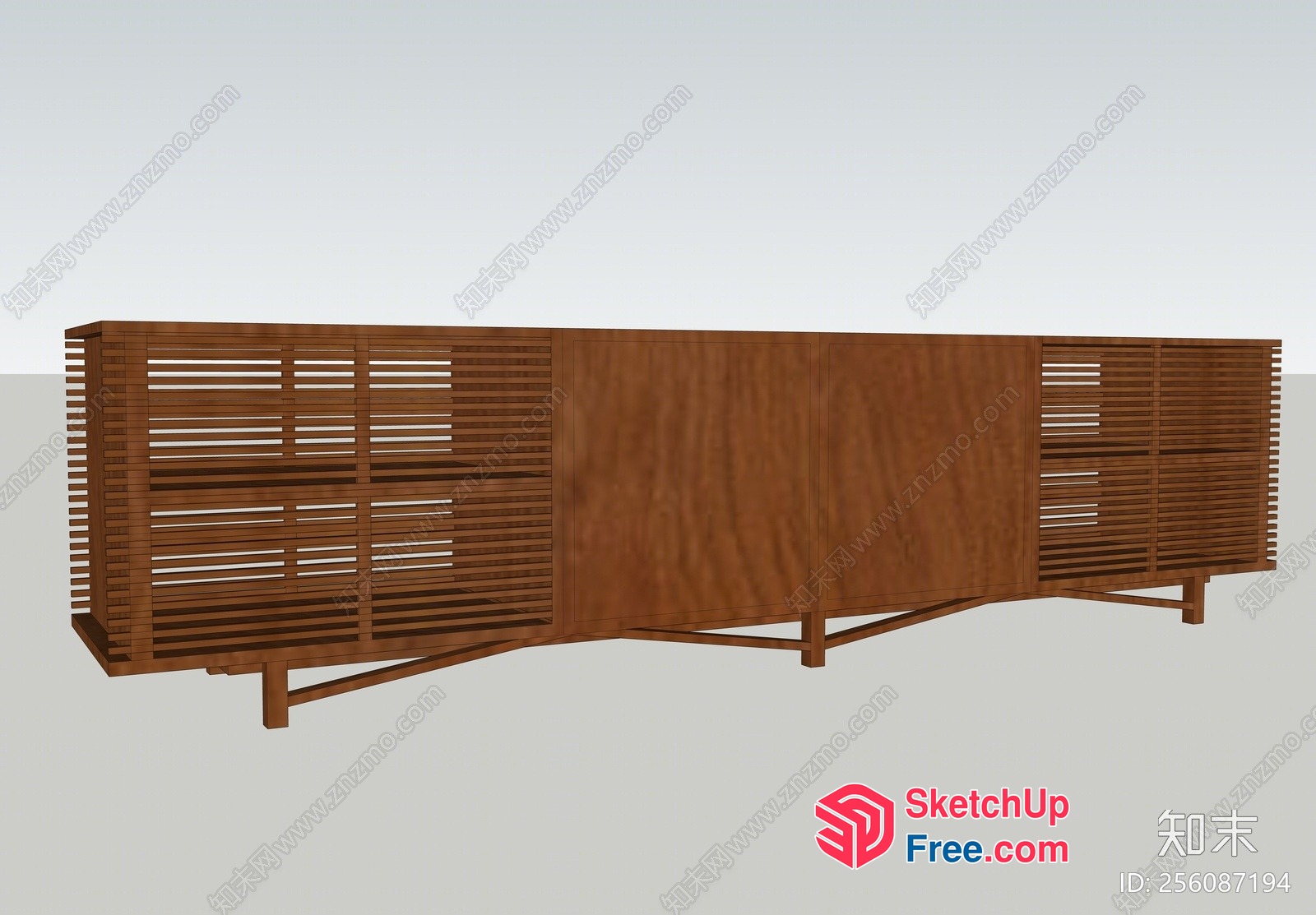Wooden Partition Screen With Horizontal Slats 3D SketchUp File