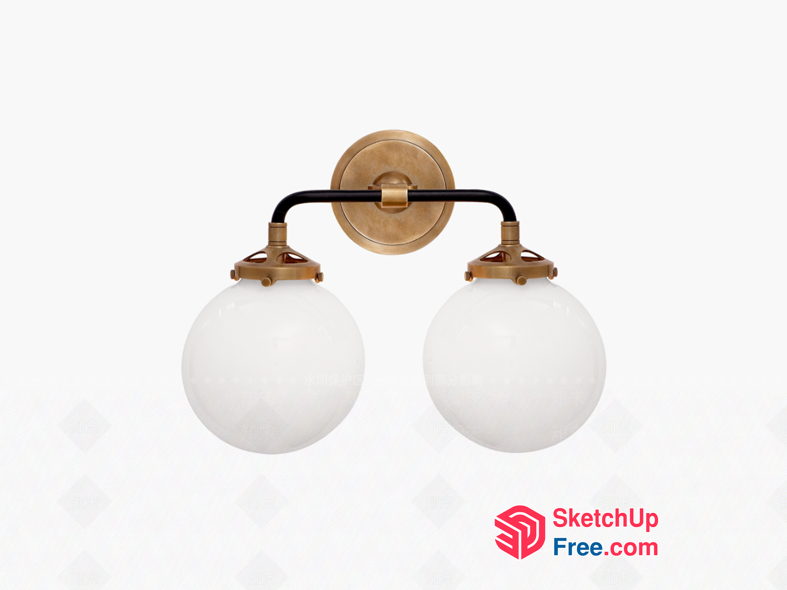 Industrial Style Wall Lamp With Two White Glass Globes 3D SketchUp File