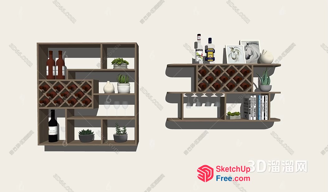 Modern Wine Storage Unit With Decorative Shelving 3D SketchUp File