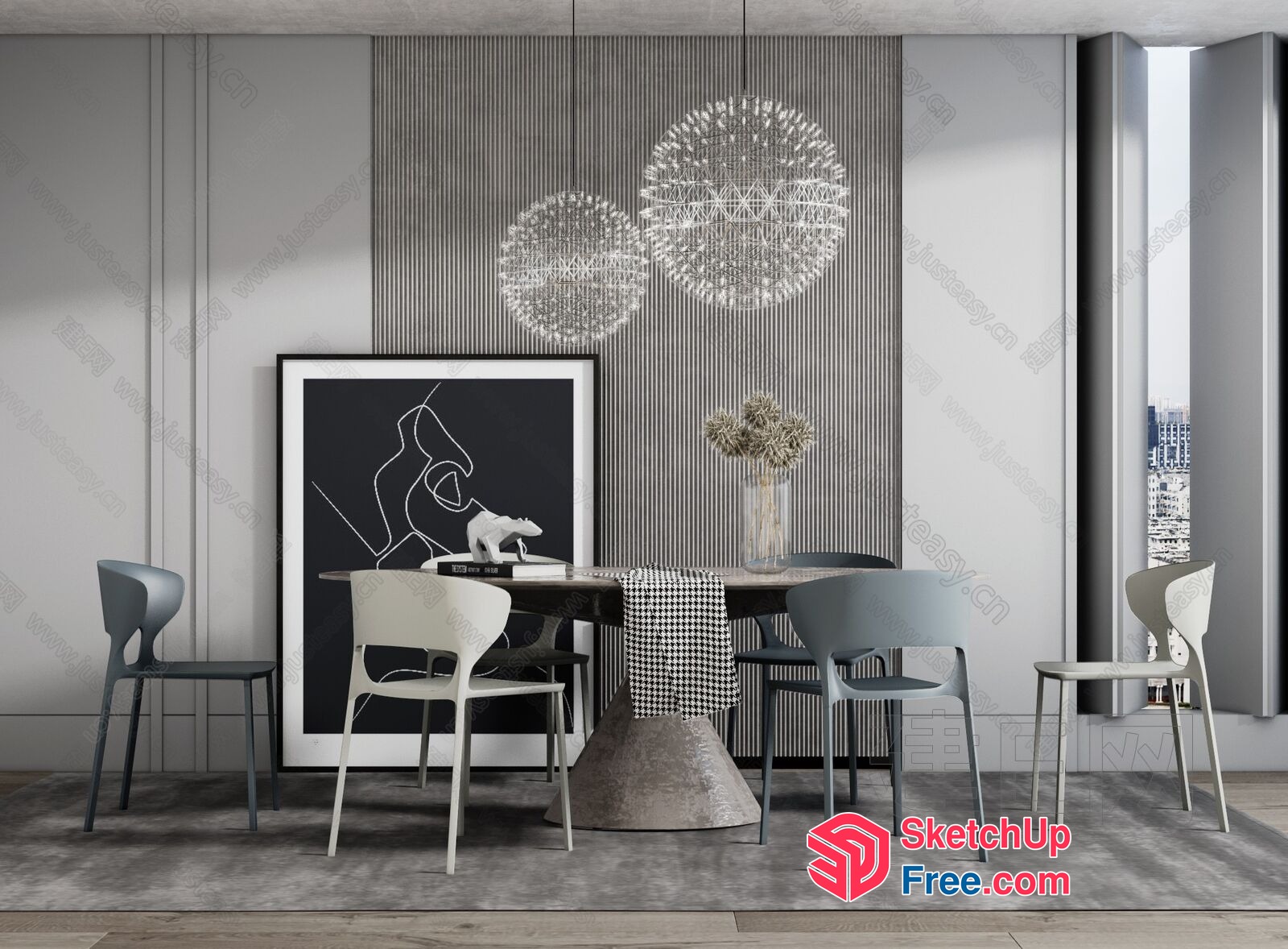 Modern Minimalist Dining Room Interior 3D SketchUp File