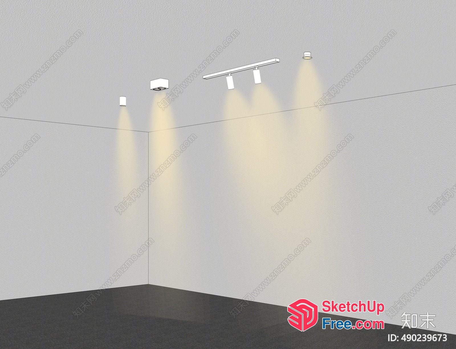 Empty Room With Multiple Lights 3D SketchUp File