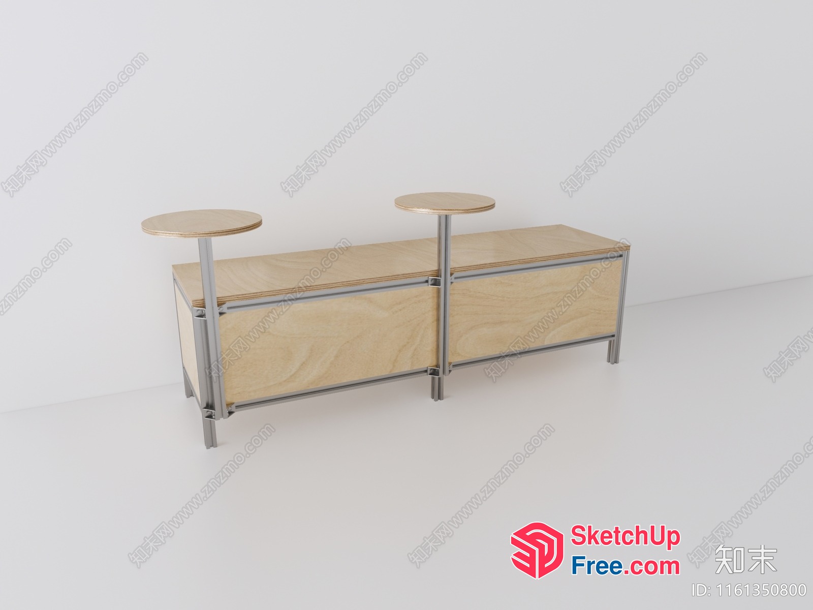 Modern Wooden Table And Stool Set 3D SketchUp File