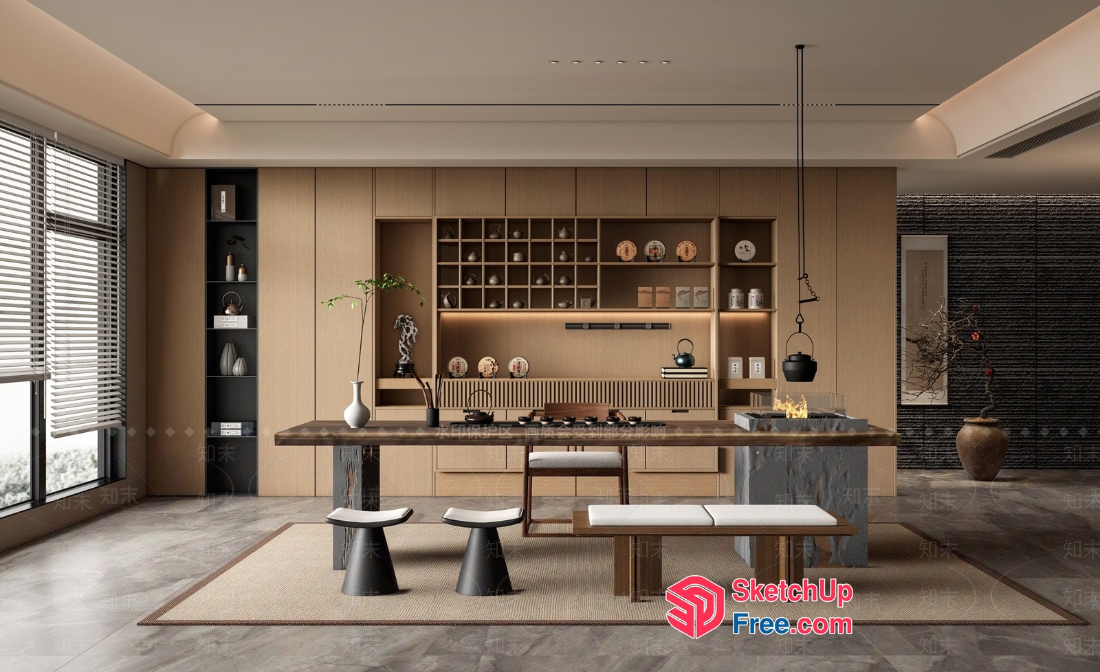 Japanese-Inspired Modern Minimalist Interior Design 3D SketchUp File