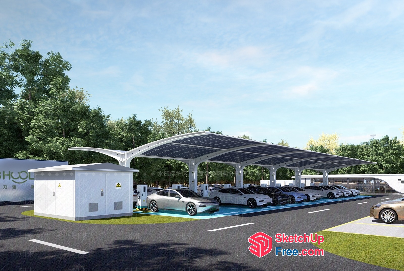 Solar-Powered Car Charging Station 3D SketchUp File