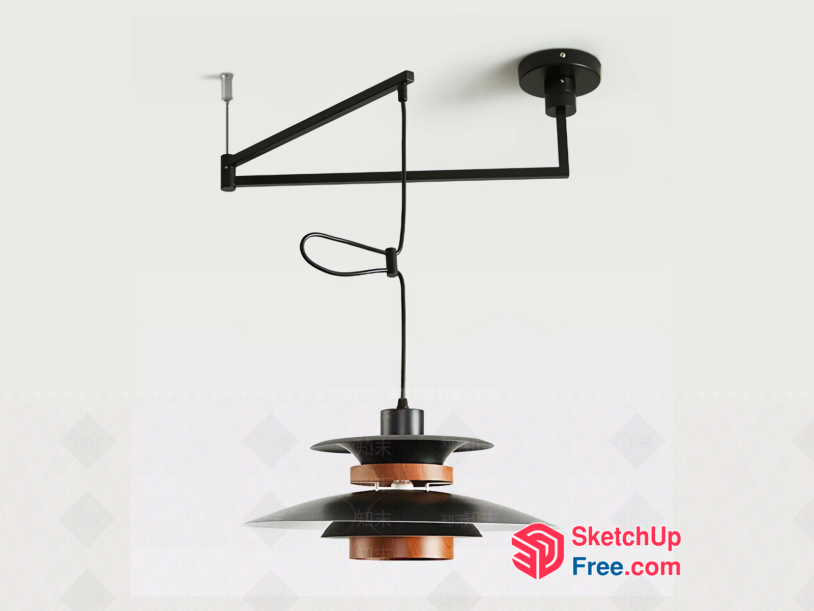Black And Brown Hanging Light Fixture 3D SketchUp File