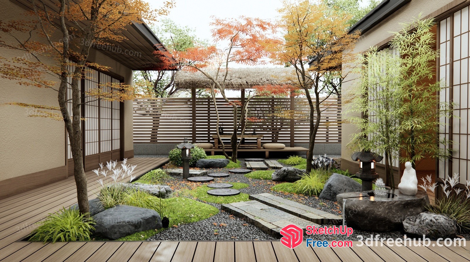 Serene Japanese Garden Oasis 3D SketchUp File