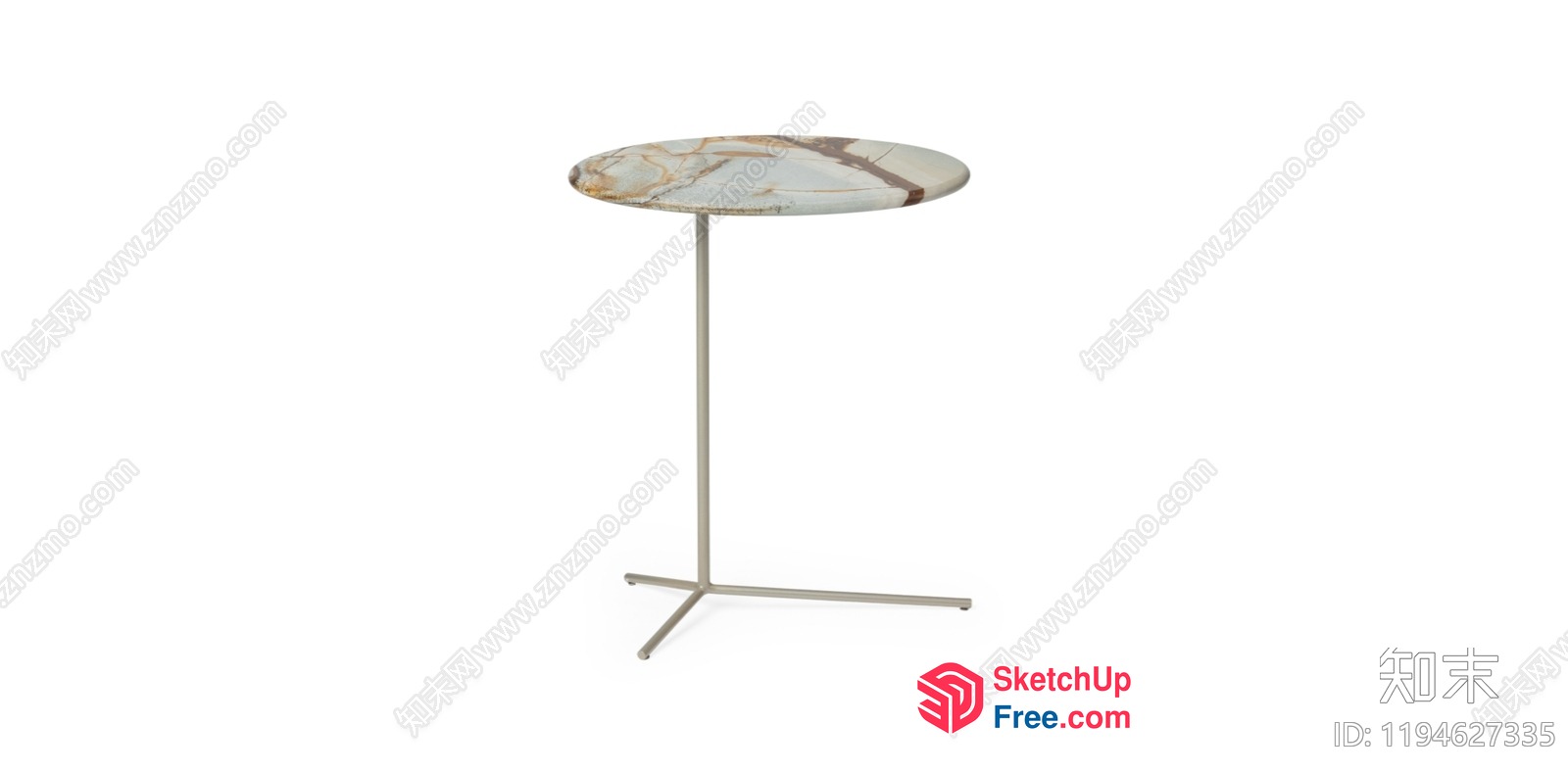 Elegant Marble-Topped Side Table 3D SketchUp File