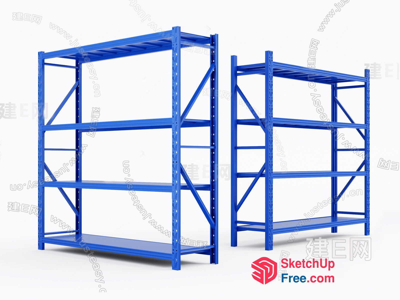 Blue Shelving Units For Storage And Organization 3D SketchUp File