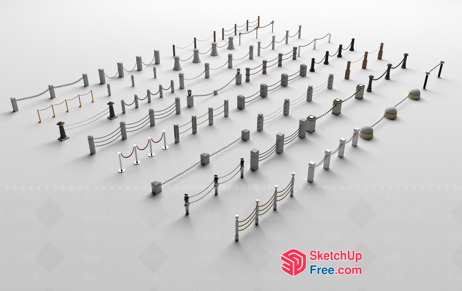 Decorative Pillars And Railing 3D SketchUp File