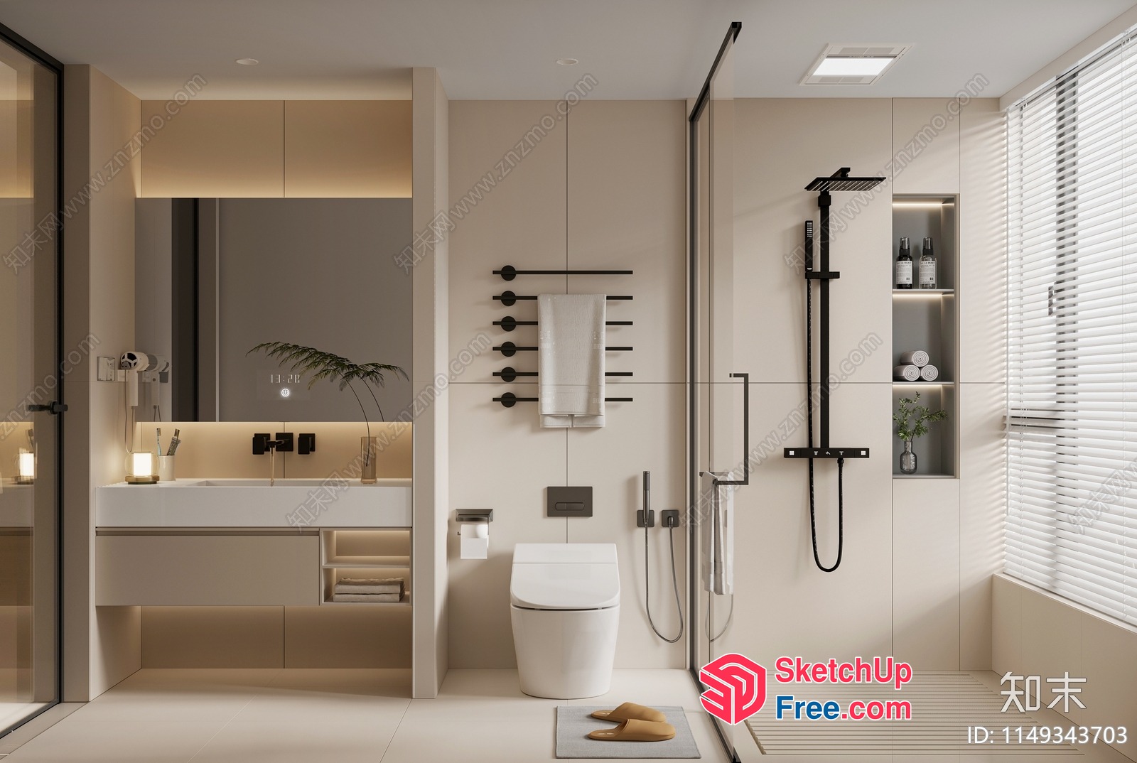 Modern Minimalist Bathroom Decor With Clean Lines 3D SketchUp File