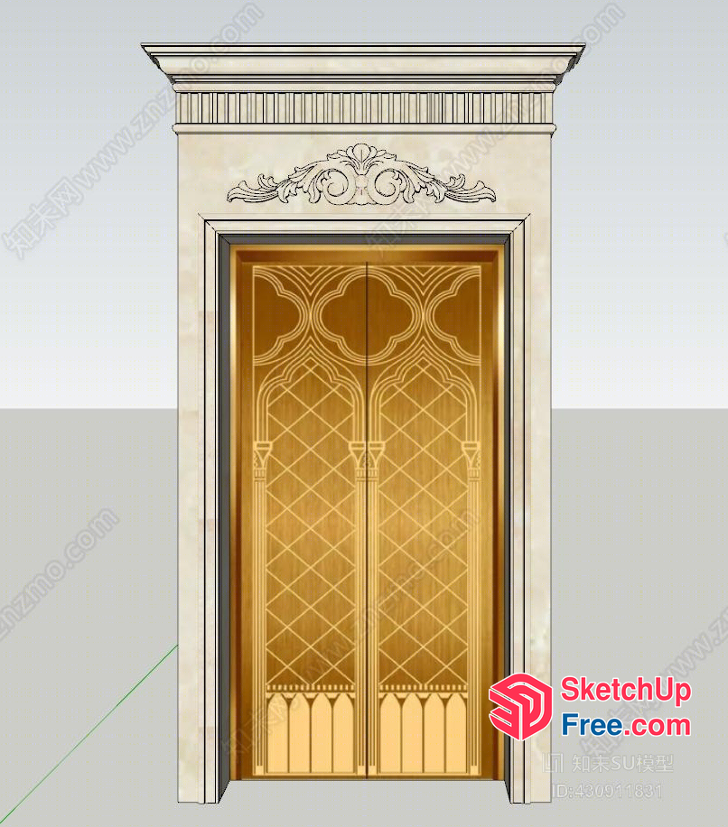 Ornate Gold Door With Intricate Carvings 3D SketchUp File