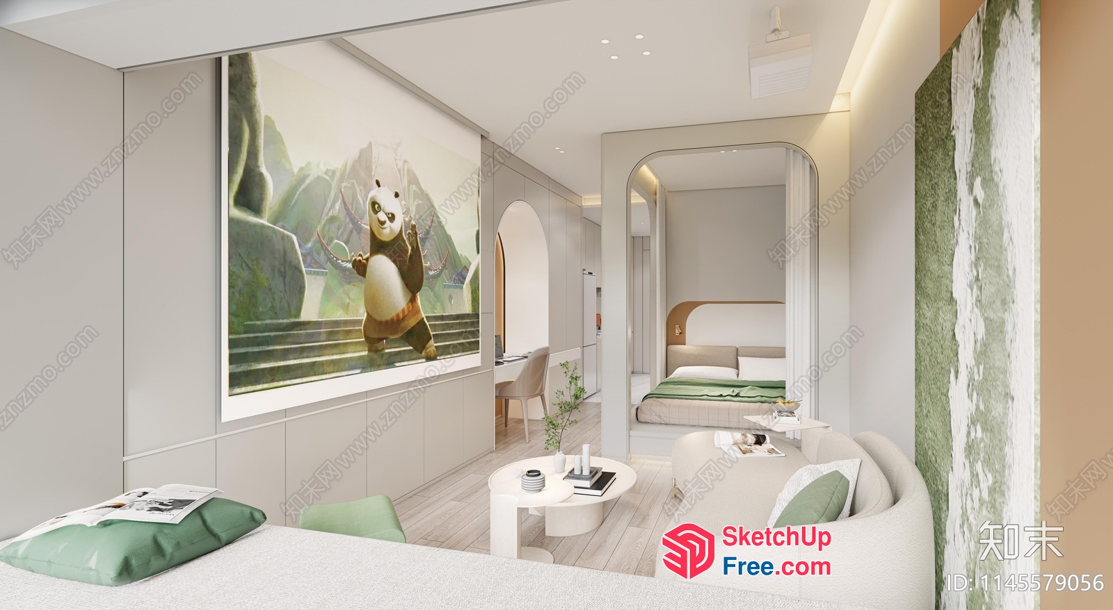Modern Interior Design With Kung Fu Panda Character 3D SketchUp File