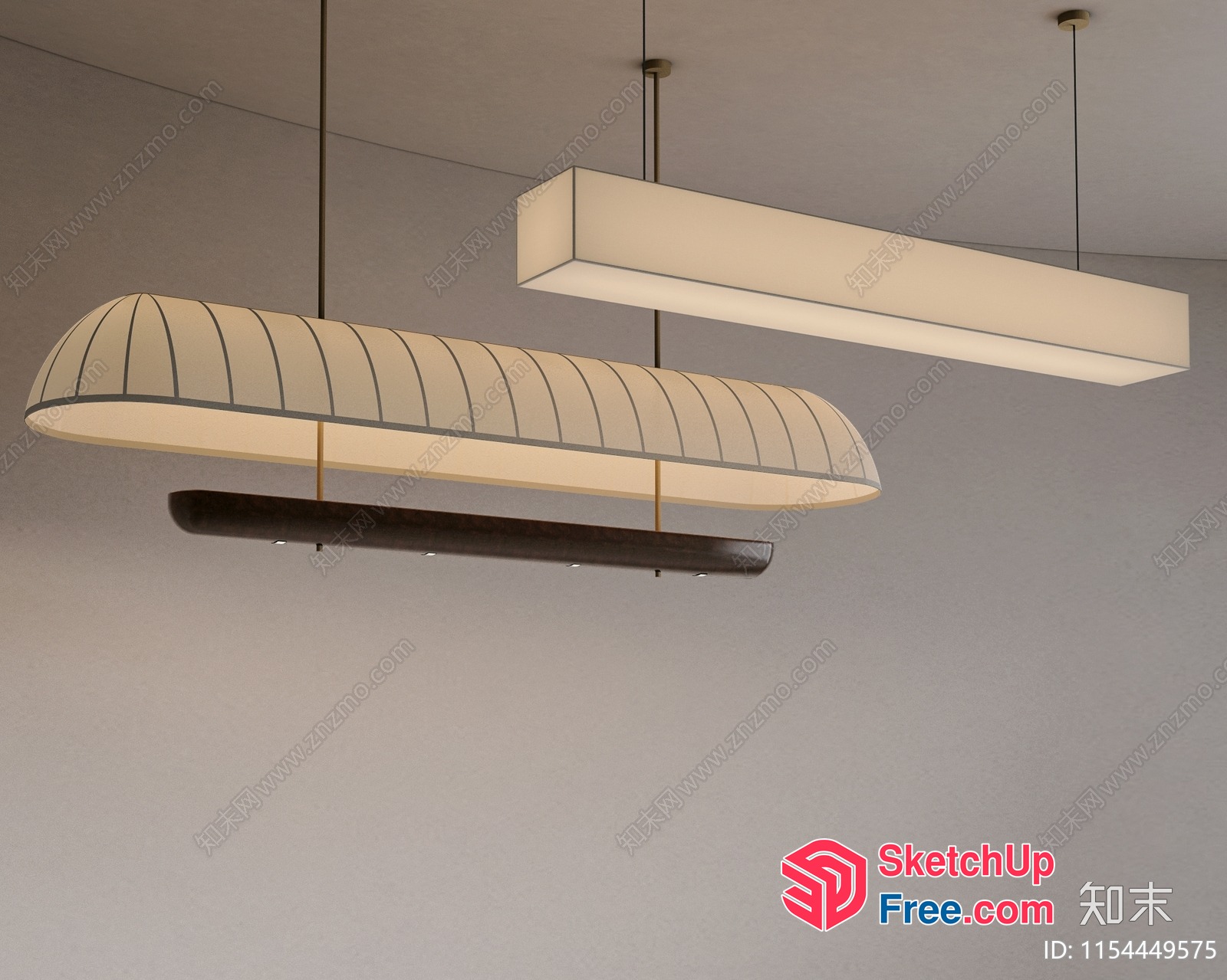Long Linear Hanging Light Fixtures 3D SketchUp File