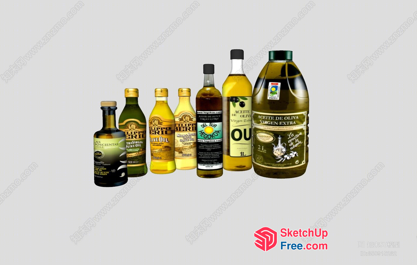 Olive Oil Bottles Collection 3D SketchUp File