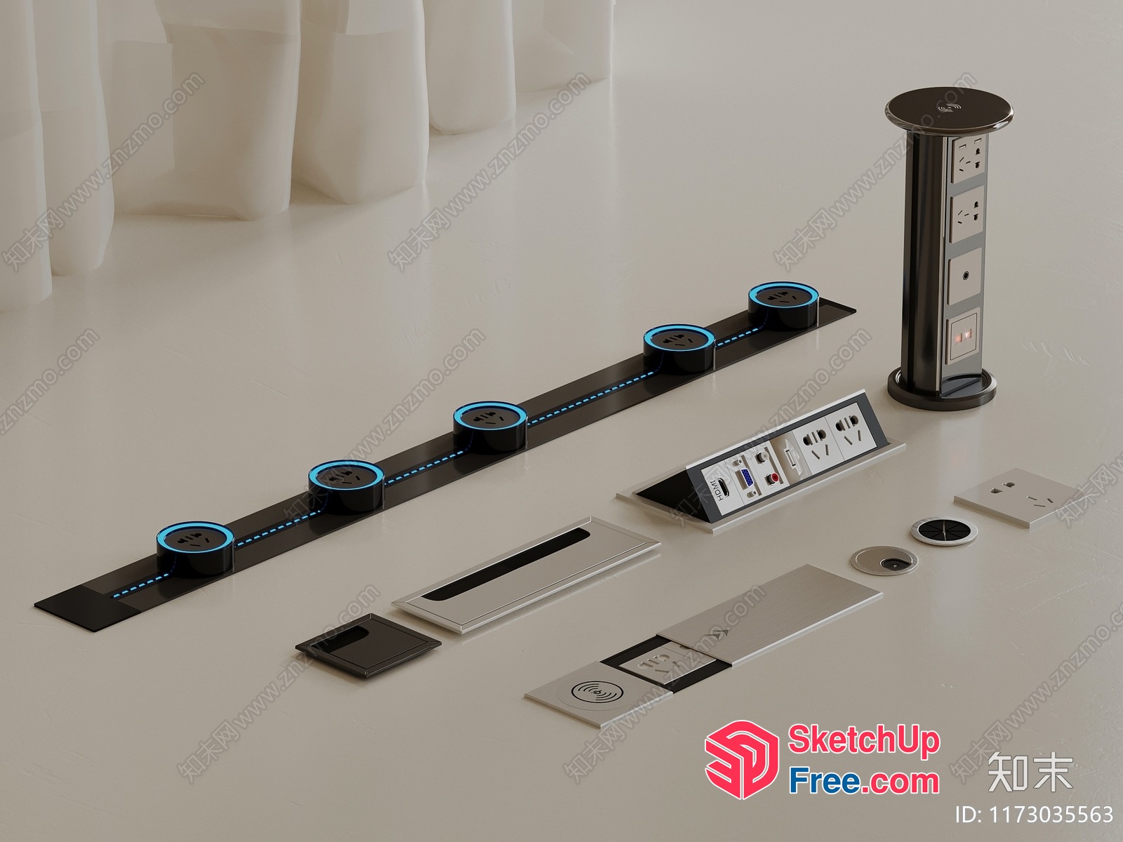 Modern Interior Decorative Lighting And Electrical Outlets 3D SketchUp File