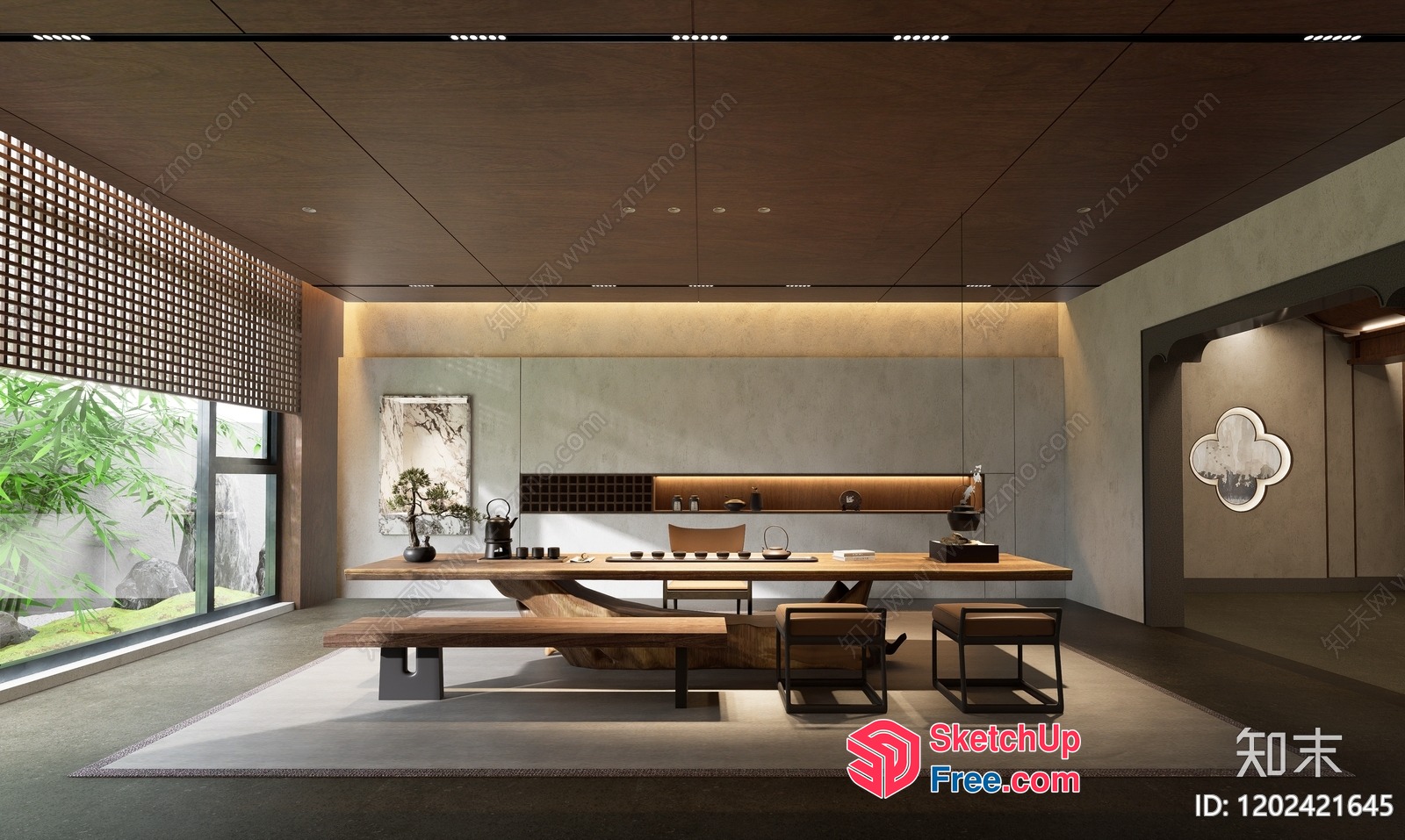 Modern Japanese-Inspired Office Space With Natural Light 3D SketchUp File