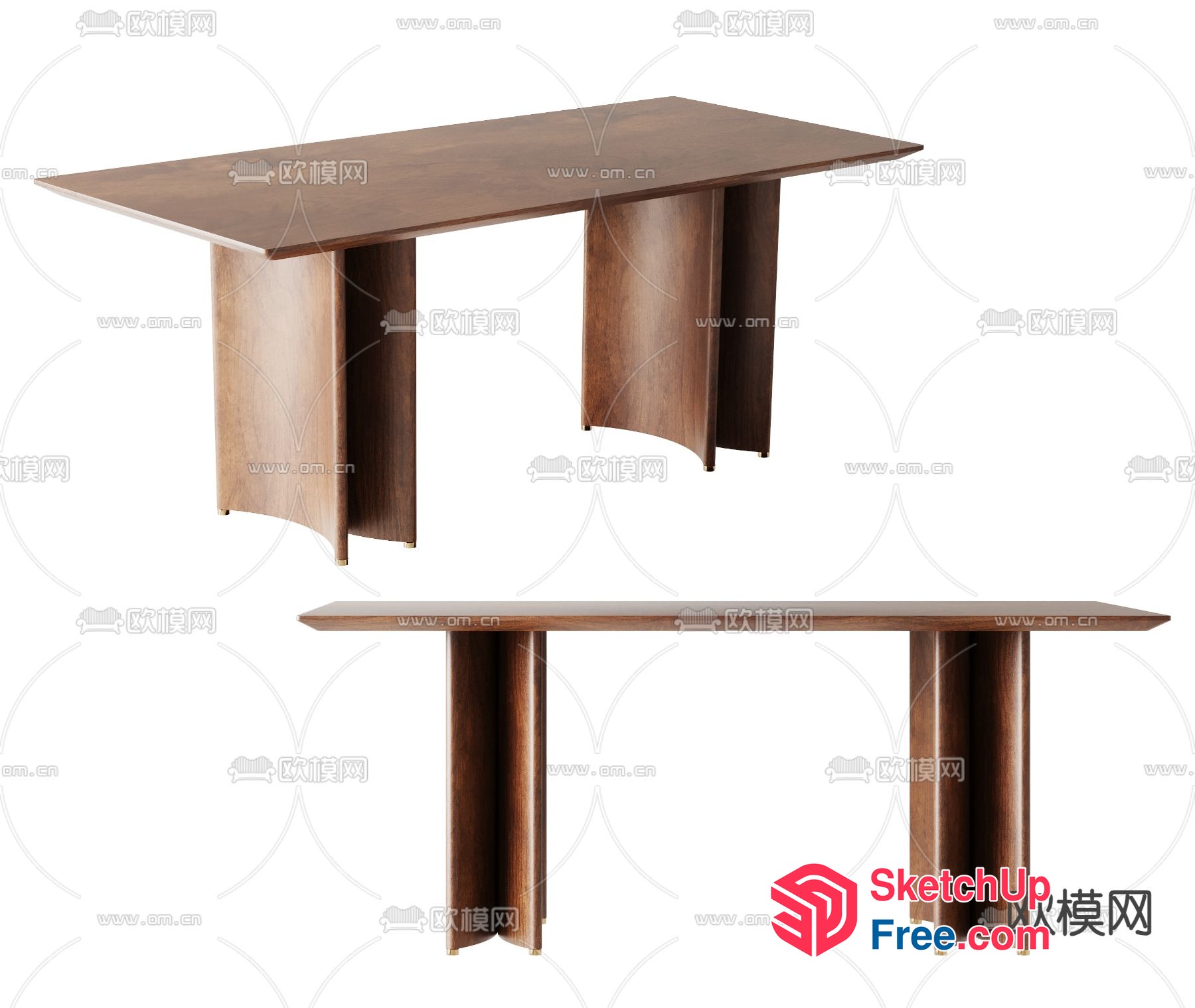 Brown Wooden Table 3D SketchUp File