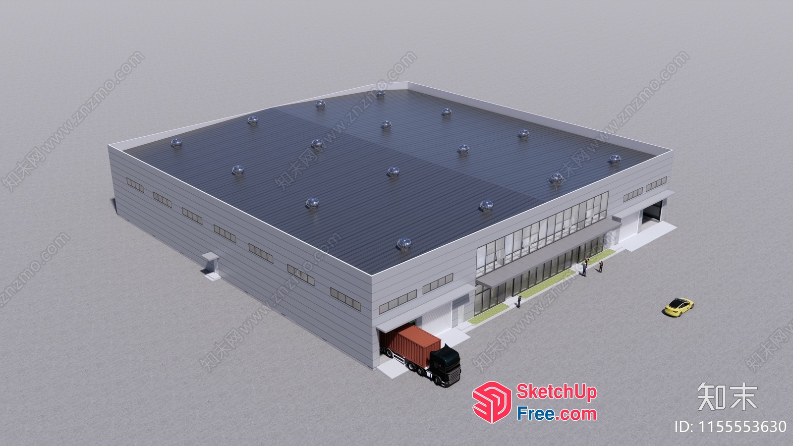A Large Industrial Warehouse Building 3D SketchUp File