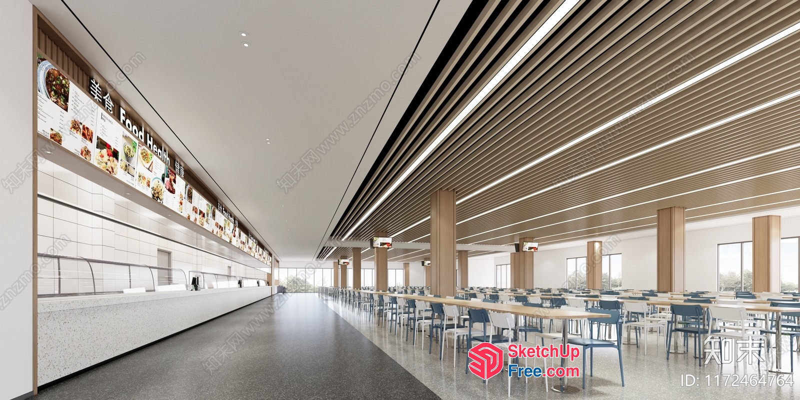Modern Commercial Space With Sleek Dining Area 3D SketchUp File