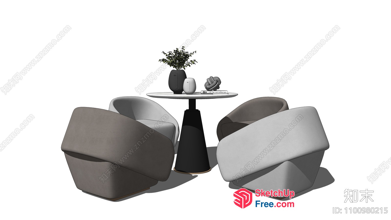 Modern Minimalist Interior Furniture Arrangement 3D SketchUp File