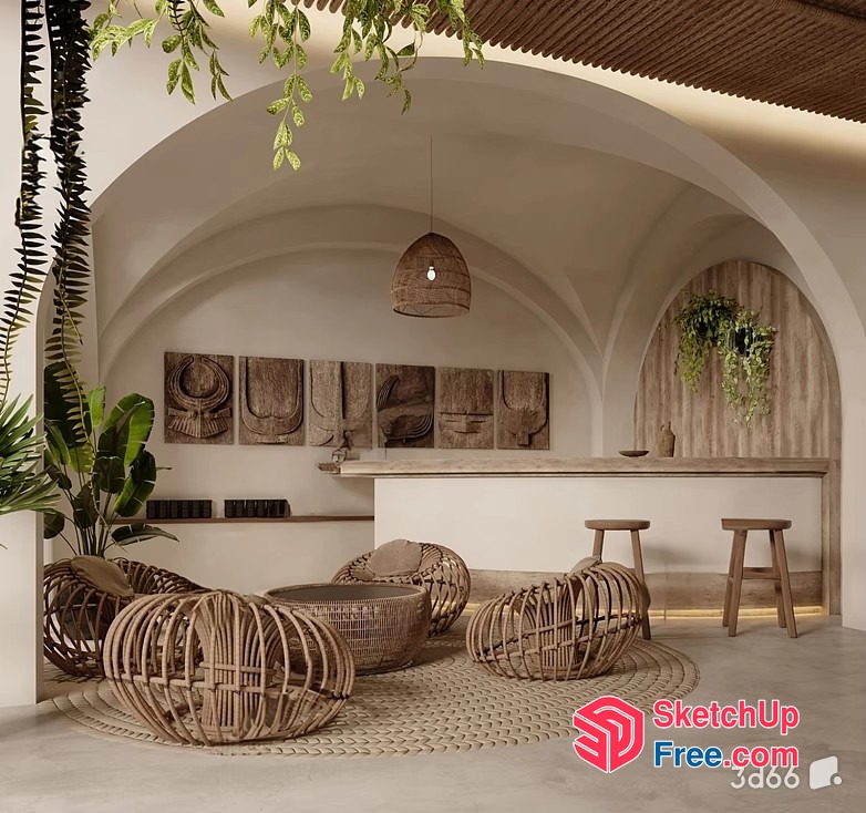 Elegant And Cozy Rattan Furniture And Decor 3D SketchUp File