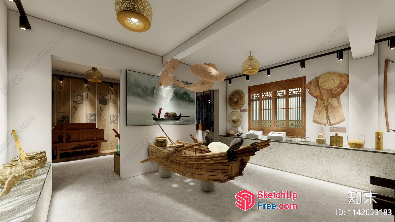 Interior With Wabi-Sabi Style Decorations And Traditional Asian Elements 3D SketchUp File