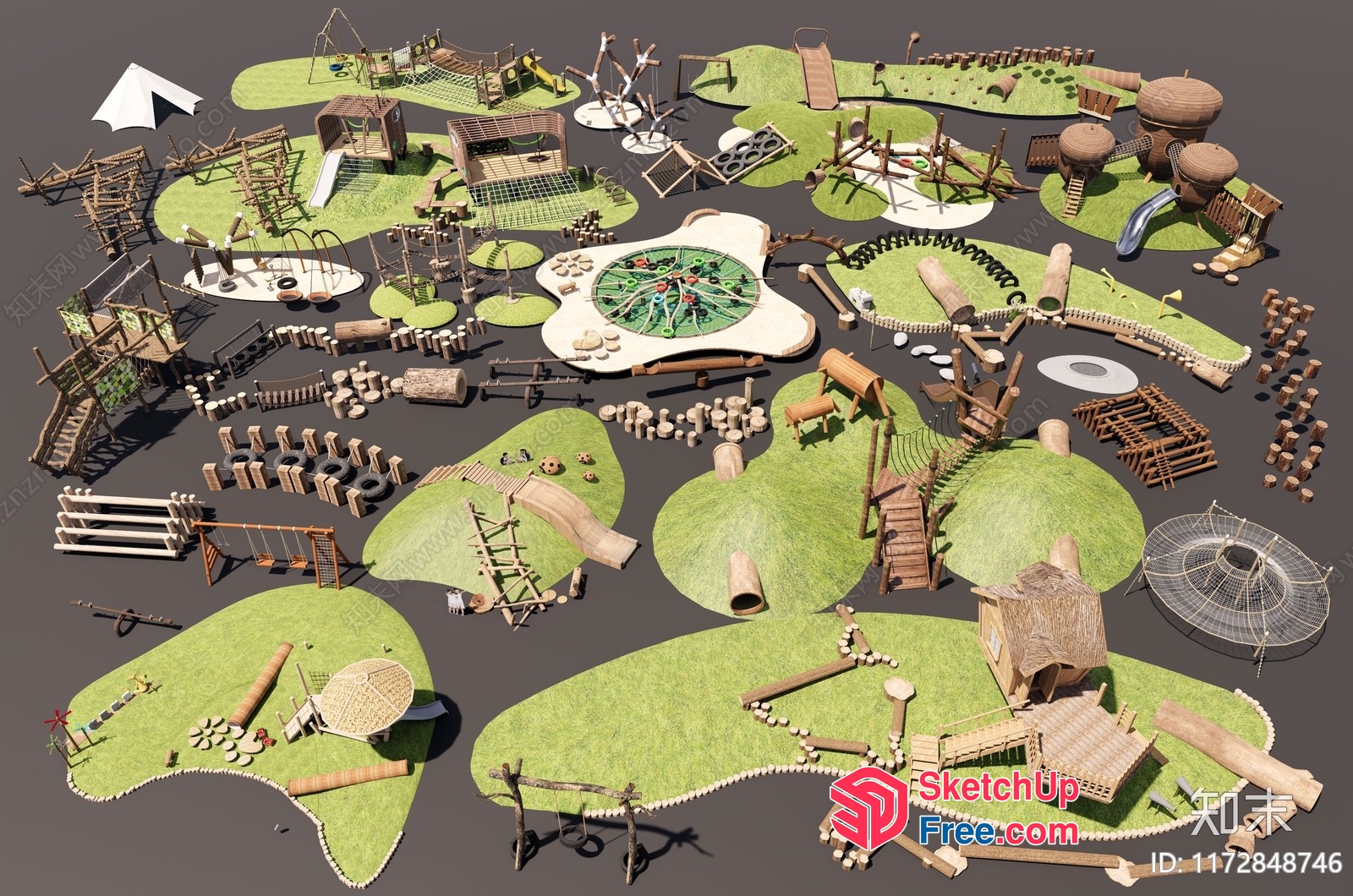 Creative Playground Design With Diverse Play Equipment 3D SketchUp File