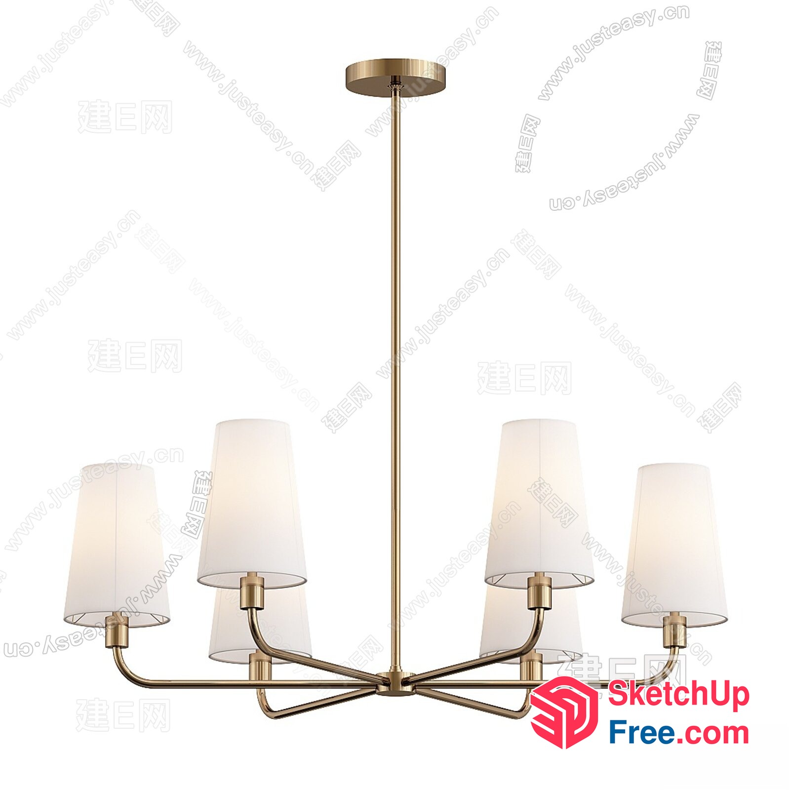 Elegant Brass And White Chandelier 3D SketchUp File