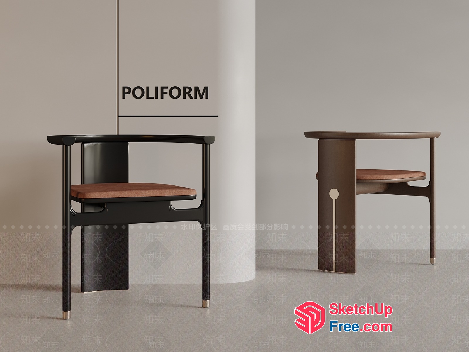 Poliform Pillar Chairs 3D SketchUp File