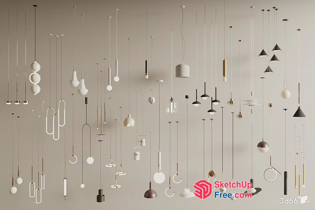 Modern Light Fixtures In White And Brown 3D SketchUp File