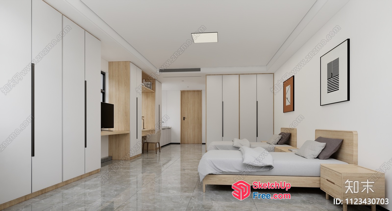 Modern Minimalist Bedroom With Sleek Furniture 3D SketchUp File