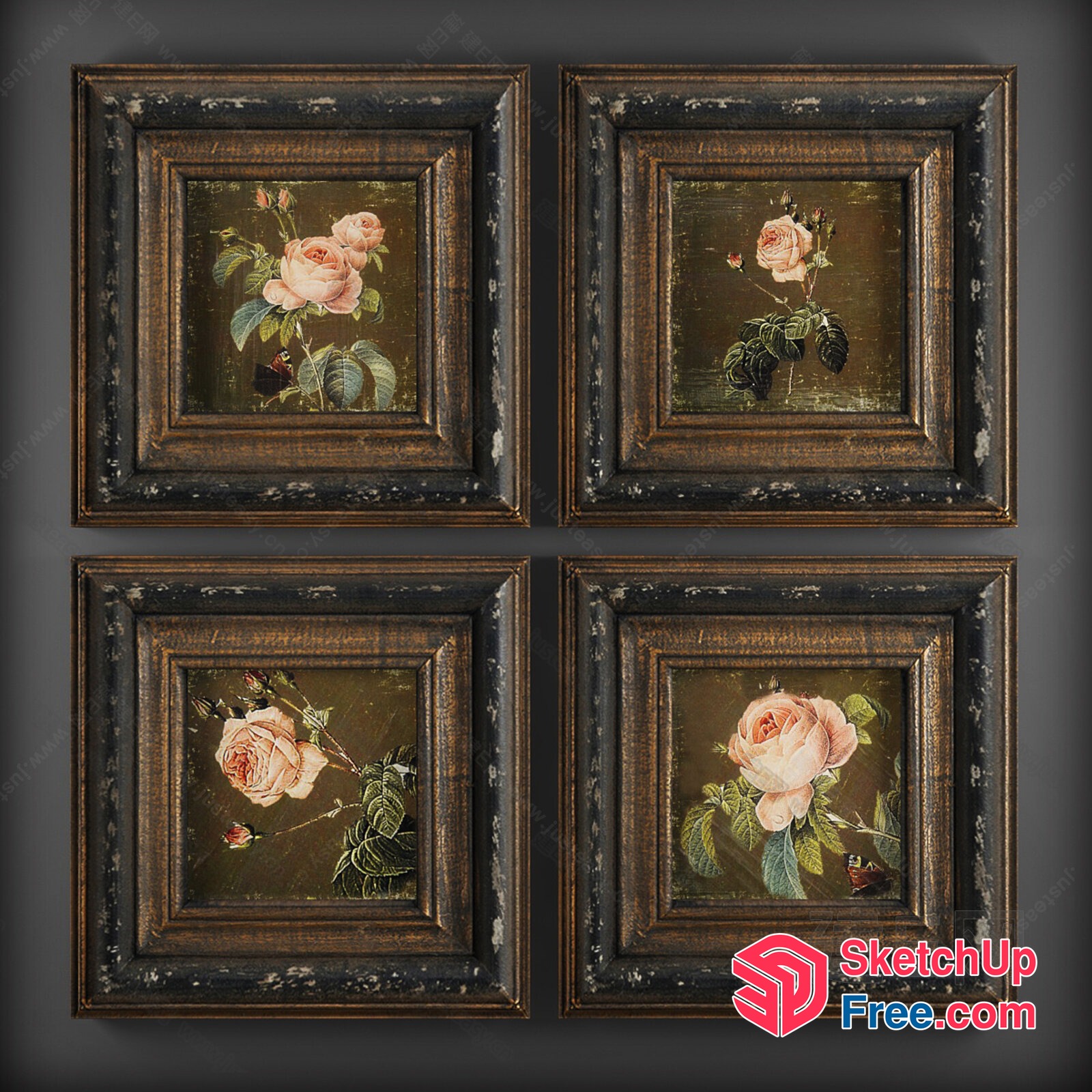 Vintage Floral Artwork Collection 3D SketchUp File