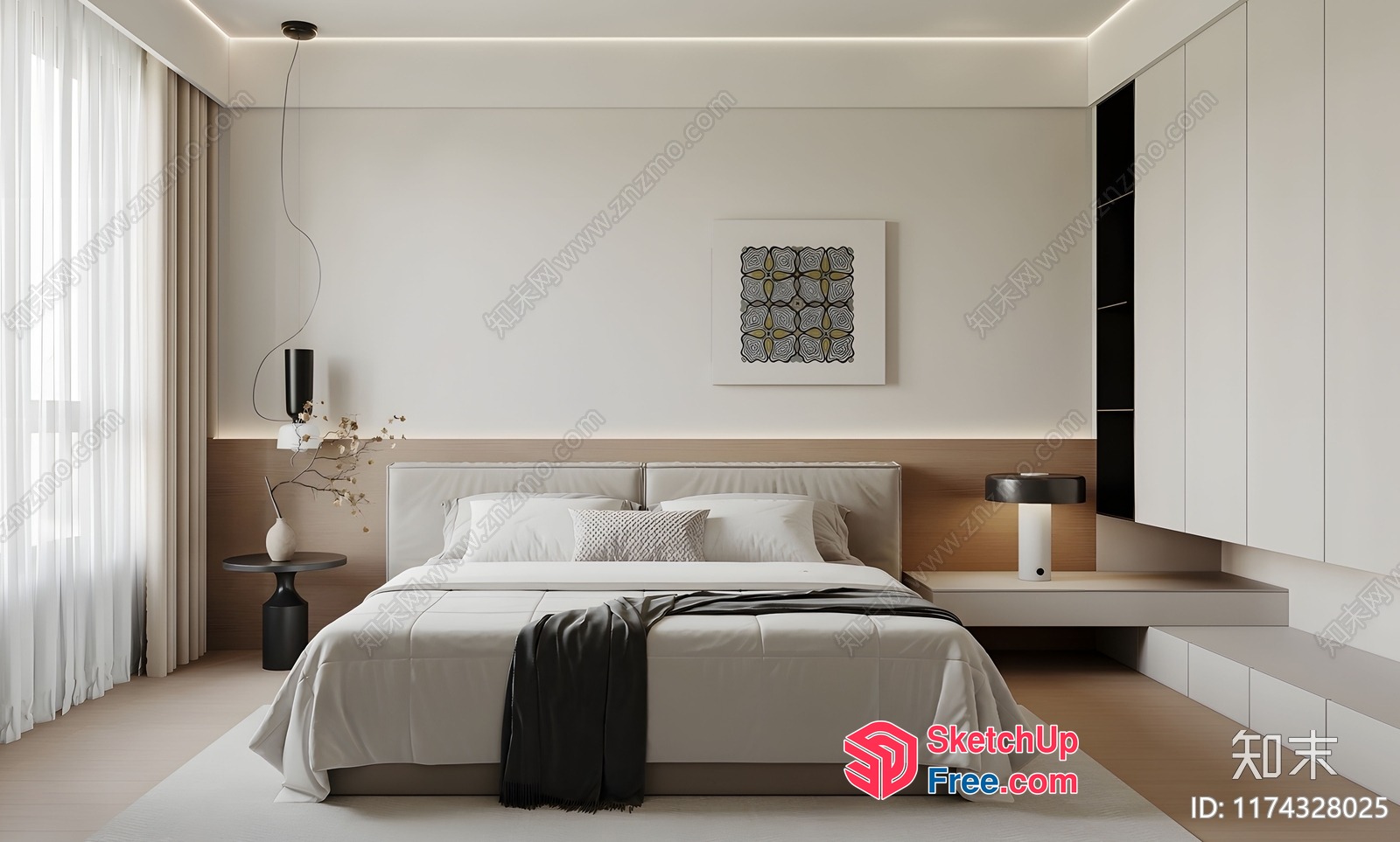 Modern Minimalist Bedroom Interior Design 3D SketchUp File