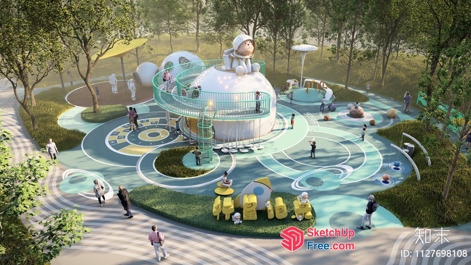 Futuristic Playground With Astronaut Theme 3D SketchUp File