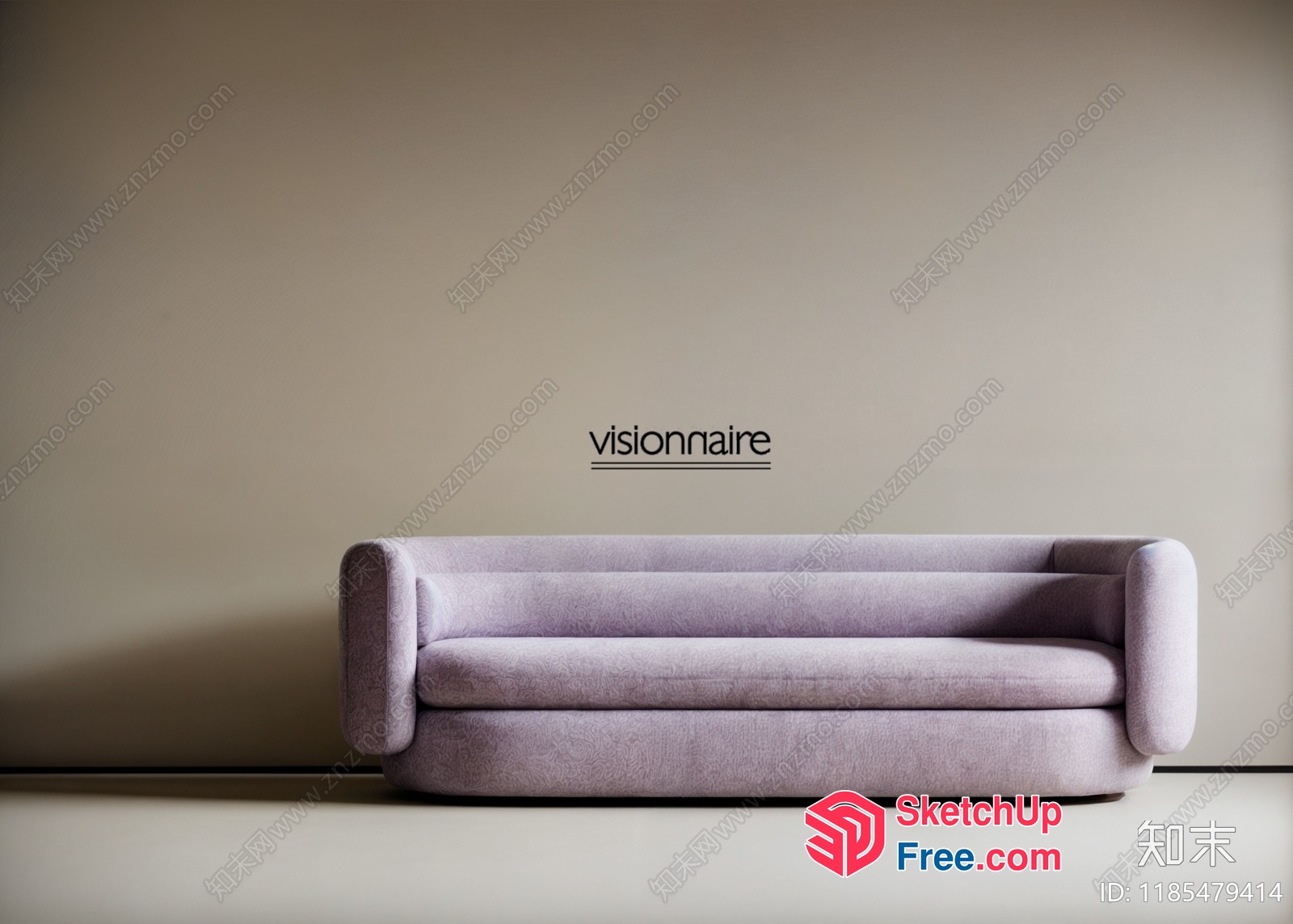 Minimalist Sofa In A Plain Room Setting 3D SketchUp File