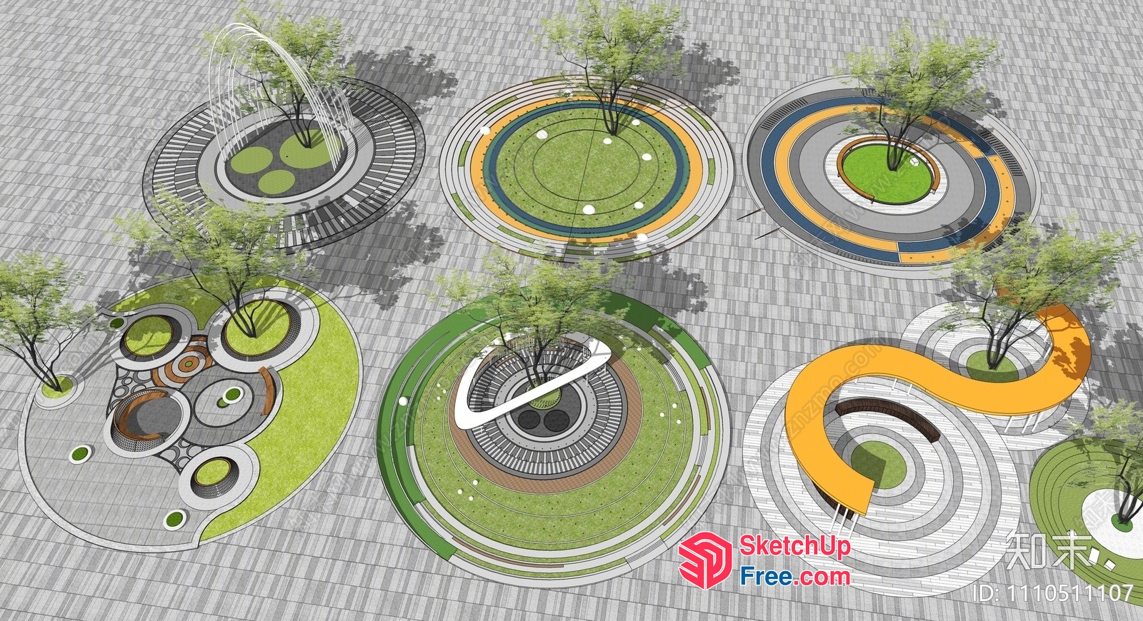 Modern Outdoor Space Design With Unique Circular Elements 3D SketchUp File