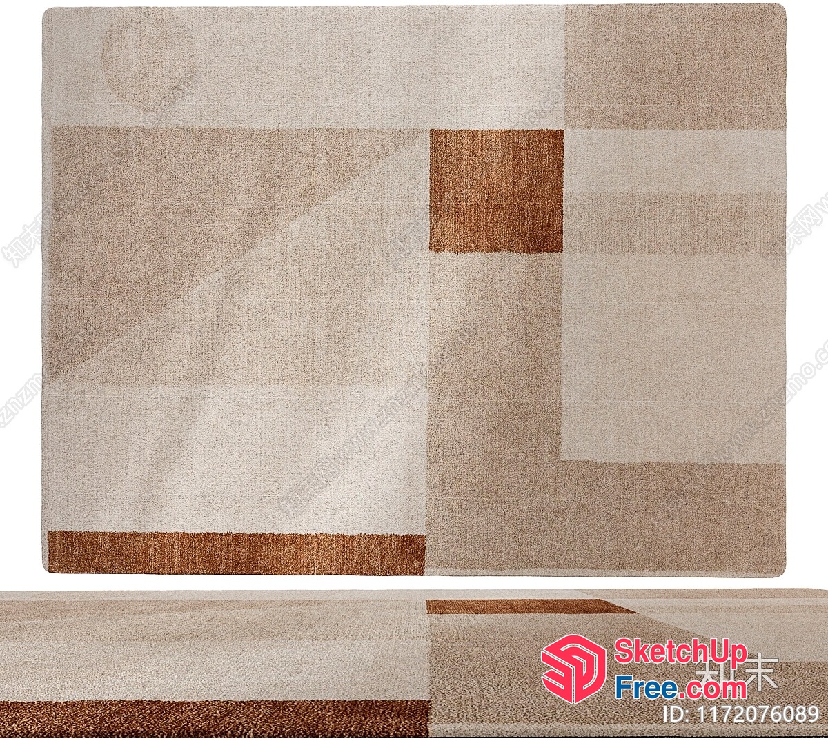 Modern Brown And White Geometric Rug 3D SketchUp File