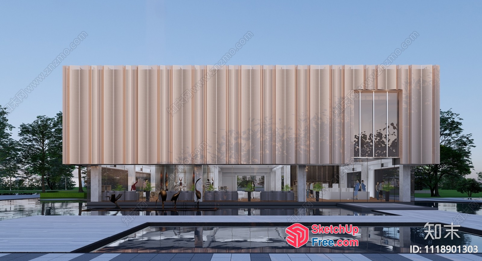 Modern Glass Curtain Wall Exterior 3D SketchUp File