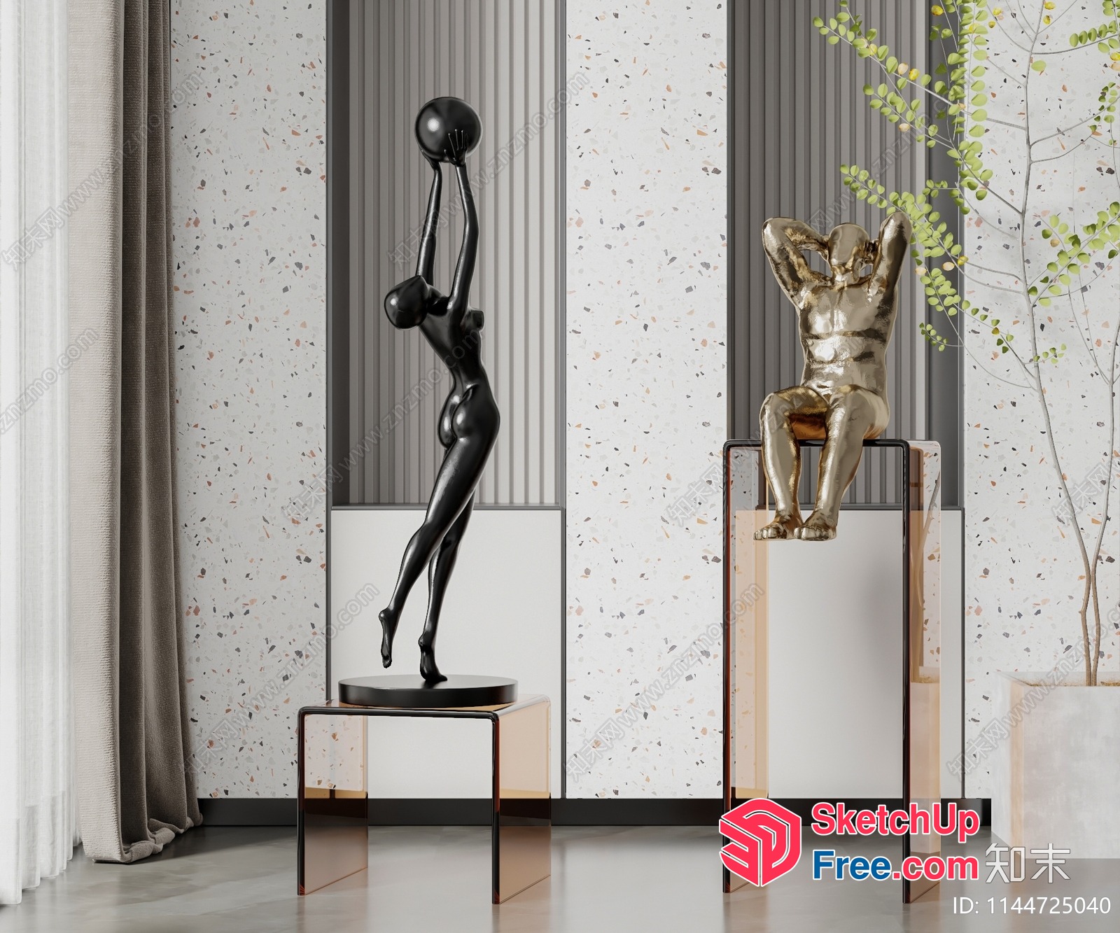 Two Sculptures In A Modern Interior 3D SketchUp File