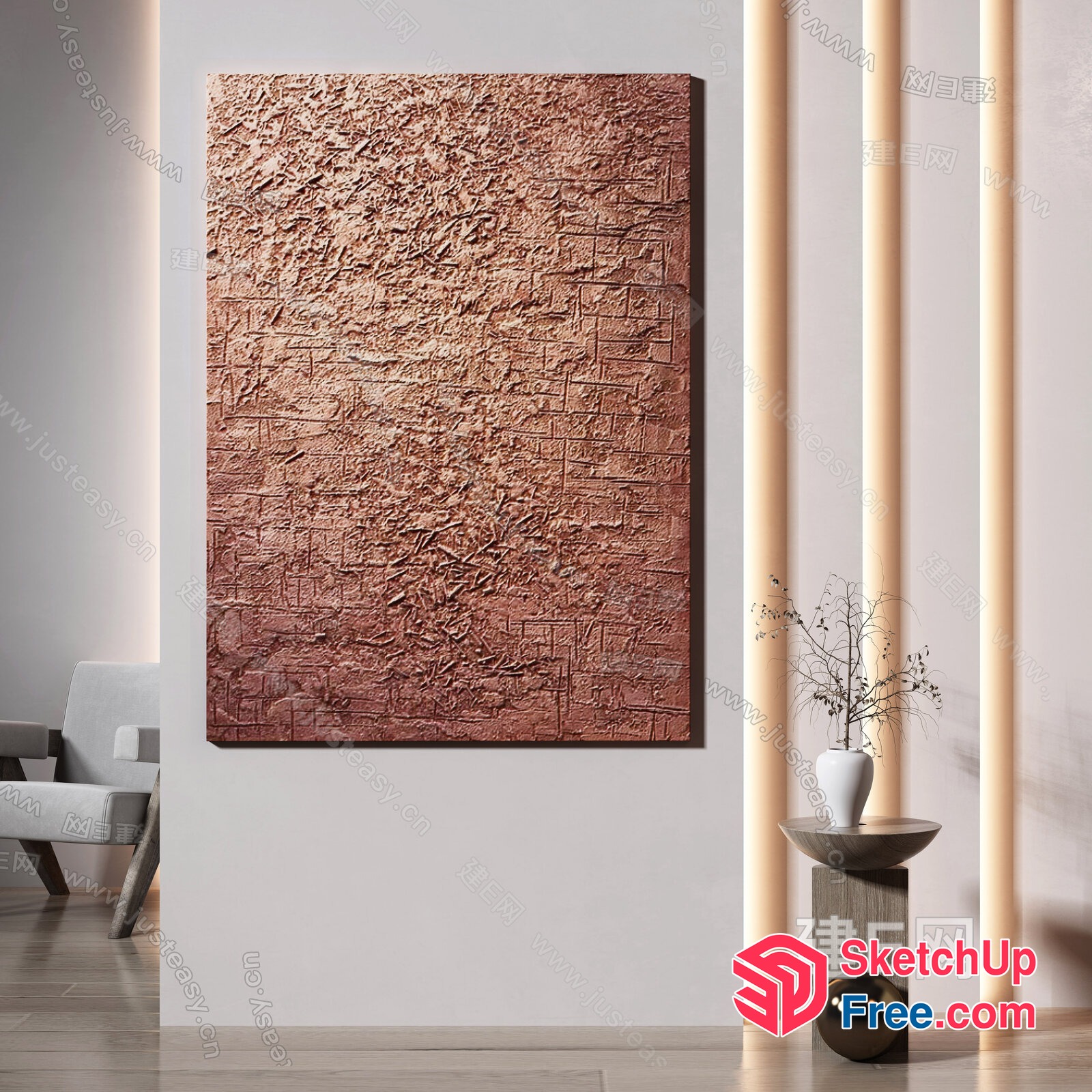 Abstract Textured Artwork With Earthy Tones And Geometric Patterns 3D SketchUp File