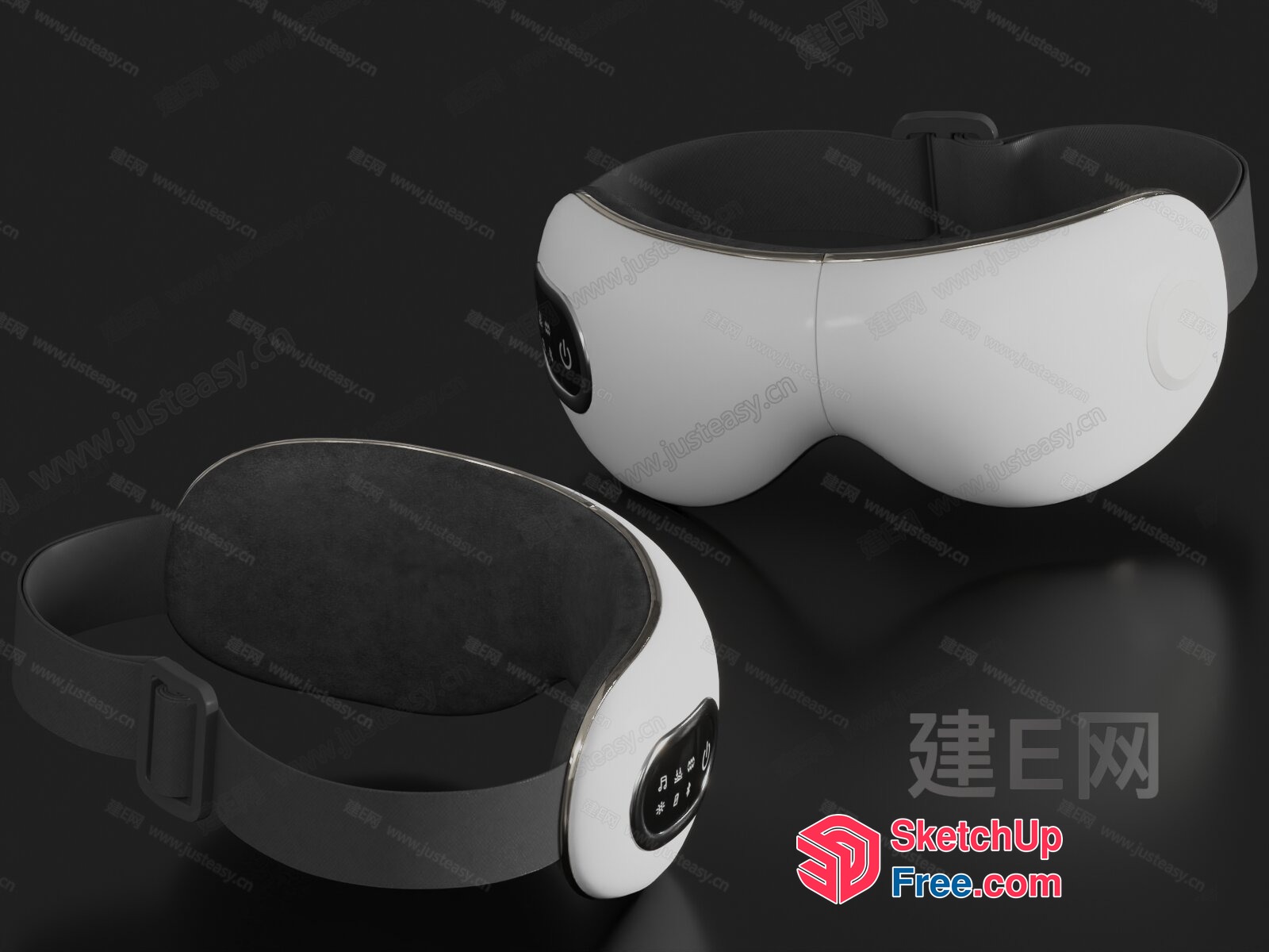 White And Black Eye Massager Headband 3D SketchUp File
