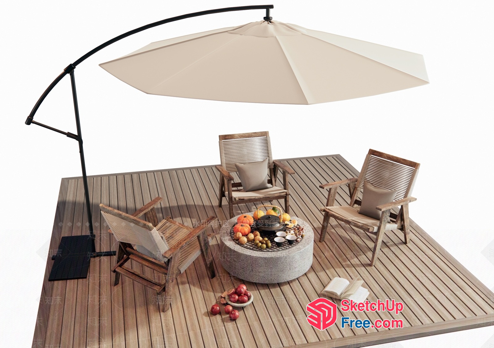 Outdoor Patio Furniture Arrangement 3D SketchUp File